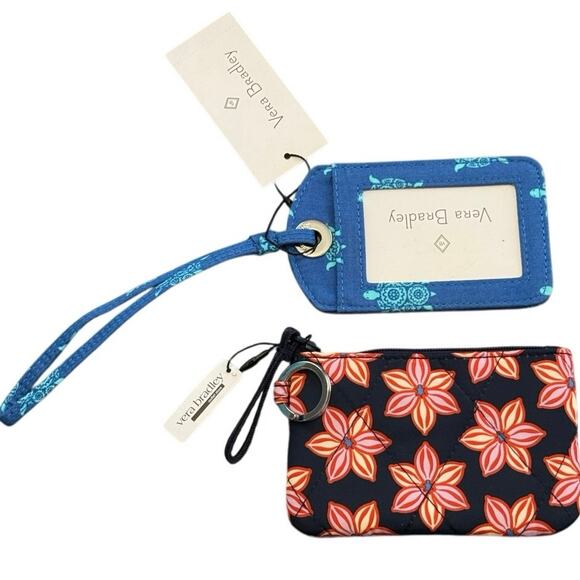 NWT Vera Bradley Sea Turtle Luggage Tag and Floral Small Coin Purse Bundle - Picture 1 of 6
